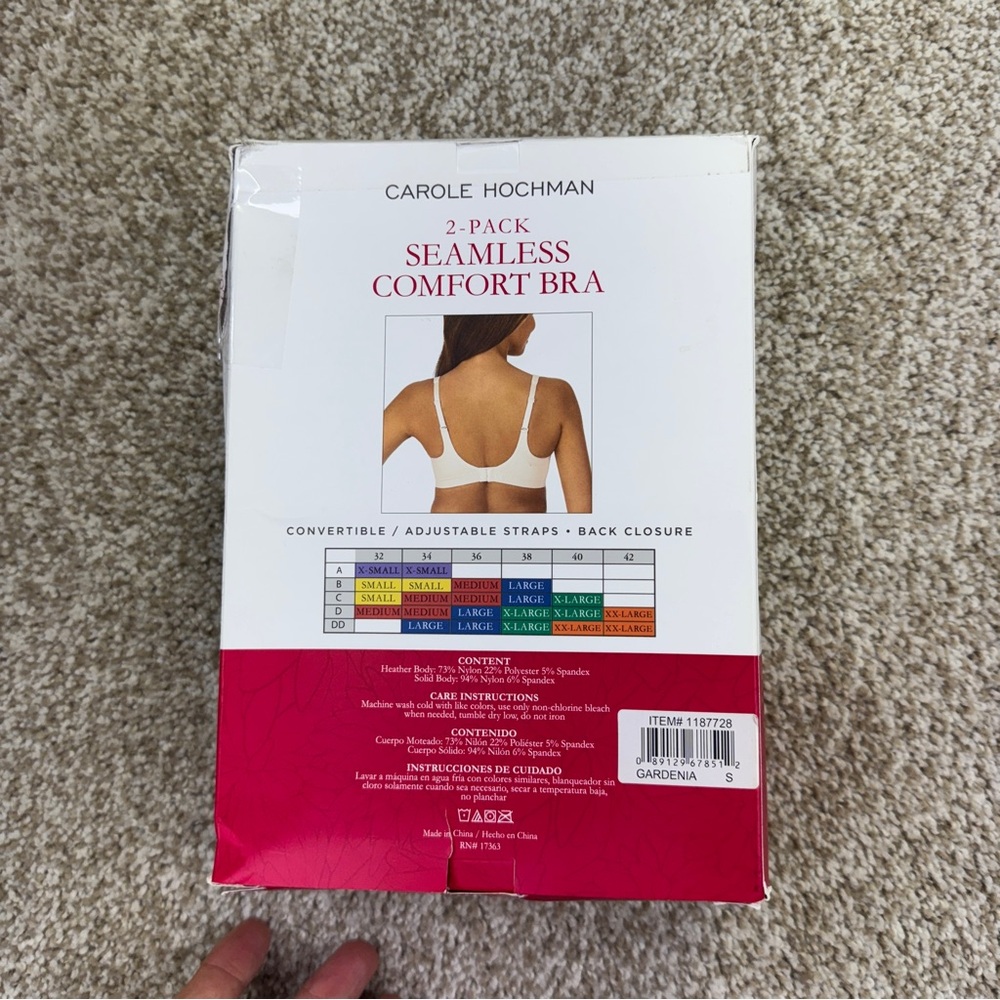 Carole Hochman Seamless Comfort Bra 2 Pack Black and Cream Small - Picture 7 of 9